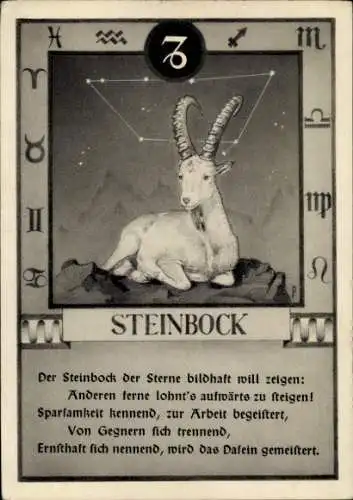 Ak Sternzeichen Steinbock, Sternbilderkarte