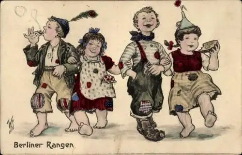 Künstler Ak Scheuermann, Willi, Berliner Rangen, Kinder, Junge mit Zigarette