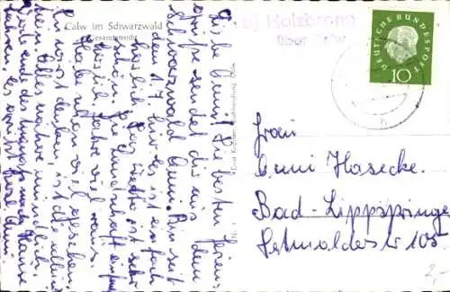 Ak Landpoststempel Holzbronn über Calw