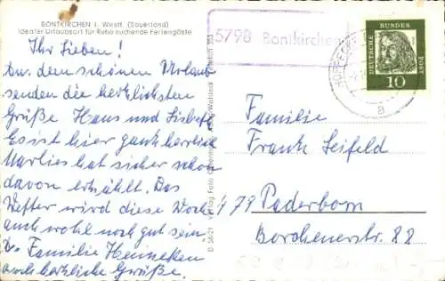 Ak Landpoststempel 5798 Bontkirchen