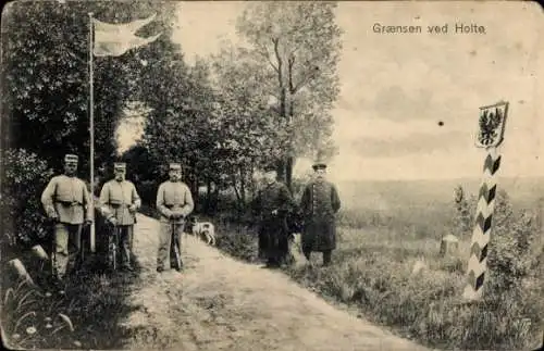Ak Deutsch-Dänische Grenze bei Holte