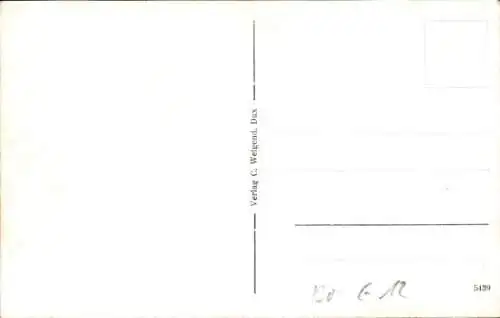 Ak Duchcov Dux Region Aussig, Gesamtansicht, Straße, Platz