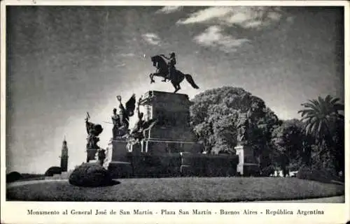 Ak Buenos Aires Argentinien, Monumento al General José de San Martín, Plaza San Martín
