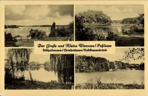 Ak Großer und Kleiner Wannsee, Pohlesee, Stölpchensee, Griebnitzsee, Kohlhasenbrück