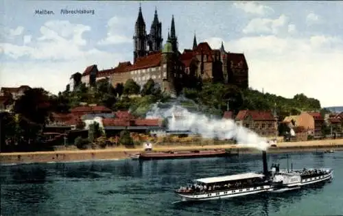 Ak Meißen Sachsen, Albrechtsburg, Dom, Salondampfer