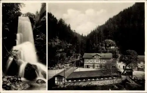 Ak Lichtenhain Sebnitz Sächsische Schweiz, Lichtenhainer Wasserfall, Wasserfall, Hotel, Natur,...