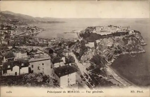 Ak Monaco, Luftaufnahme von  allgemeine Aussicht, Küstenansicht, Häuser