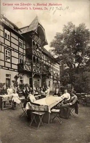 Ak Bad Marienborn Schmeckwitz Räckelwitz Oberlausitz, Terrasse, Gäste