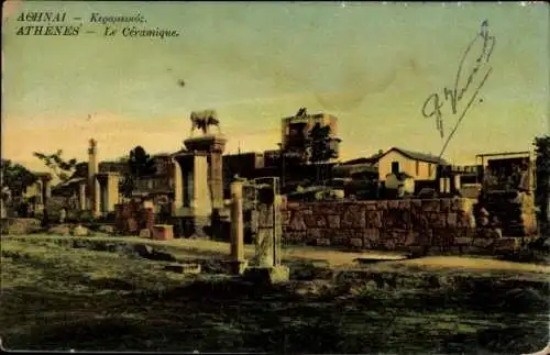 Ak Athen Griechenland, Kera mic, antike Ruinen, Landschaft, Architektur