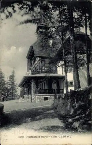 Ak Interlaken Kanton Bern Schweiz, Restaurant Harder-Kulm, Haus im Wald, Gebirge, Sommer