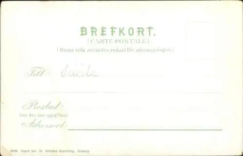 Ak Göteborg Schweden, Karl IX Statue, goldene Statue auf einem Sockel,  Architektur, Menschen