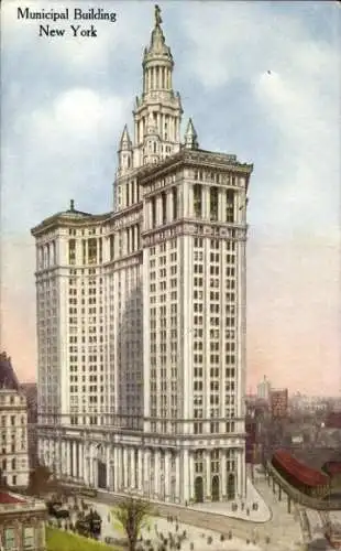 Ak New York City USA, Municipal Building, Park Row