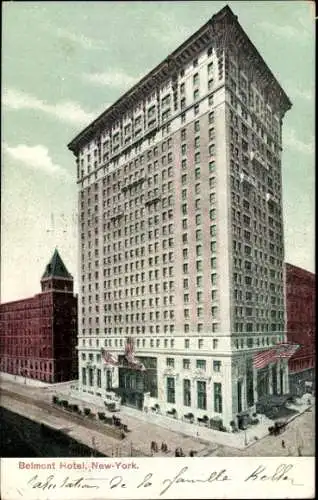 Ak Albany New York USA, Belmont Hotel,  Architektur, US-Flaggen