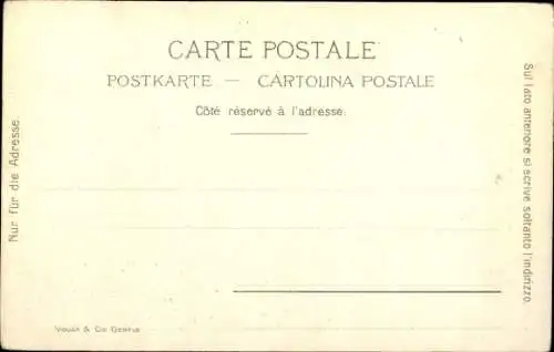 Ak Kandersteg Kanton Bern, Landschaftsmalerei, Berge, Fluss, Häuser, Bäume