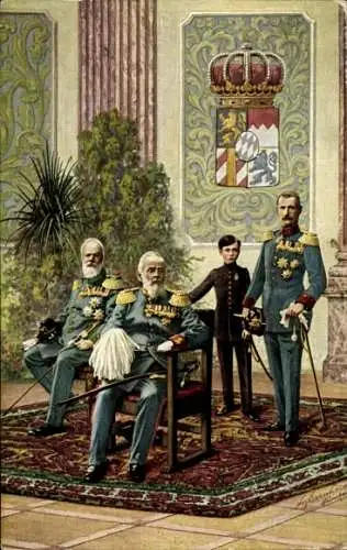 Künstler Wappen Ak Vier Generationen im Bayerischen Herrscherhause, Prinzregent Luitpold, Rupprecht