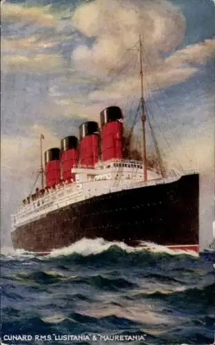 Ak Dampfer RMS Lusitania, Mauretania, Cunard Line