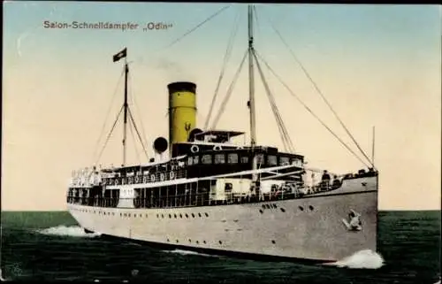 Ak Dampfer Odin, Reederei Braeunlich Stettin, Salonschnelldampfer
