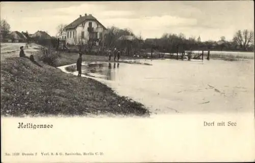 Ak Berlin Reinickendorf Heiligensee,  Dorf mit See, Menschen am Wasser, Landschaft