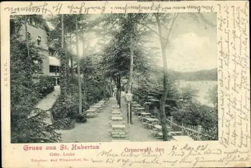 Ak Berlin Wilmersdorf Grunewald, St. Hubertus, Terrasse, Inh. Gebr. Leske