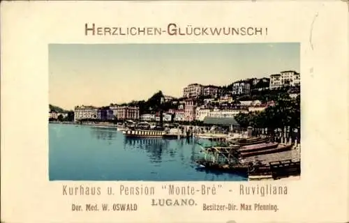 Ak Lugano Kanton Tessin, Kurhaus und Pension "Monte Bre" Ruvigliana