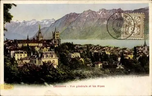 Ak Lausanne Kanton Waadt, Gesamtansicht und Alpen