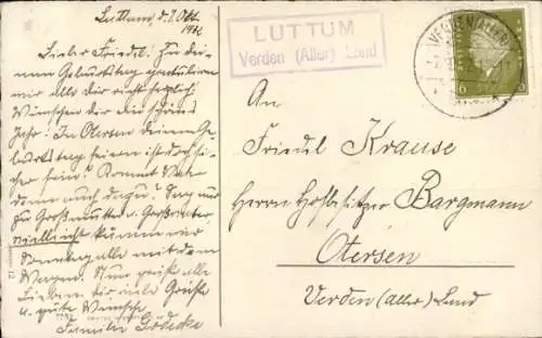 Ak Landpoststempel Luttum Verden (Aller) Land