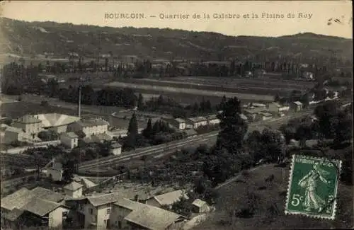 Ak Bourgoin Isère, Quartier de la Calabre et la Plaine de Ruy