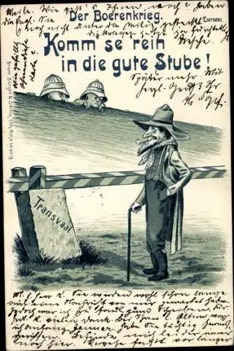Künstler Ak Transvaal Südafrika, Der Boerenkrieg, Komm se rein in die gute Stube, Bruno Bürger 6061
