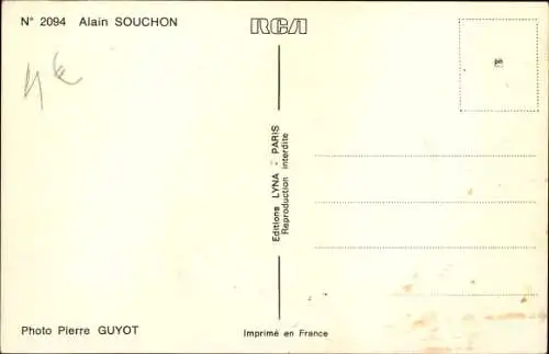 Ak Schauspieler und Sänger Alain Souchon, Portrait