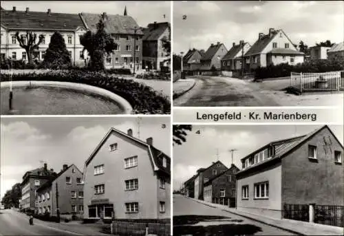 Ak Pockau Lengefeld im Erzgebirge Sachsen, Blick auf den Markt, Augustburger Straße, Karl- Marx- Str