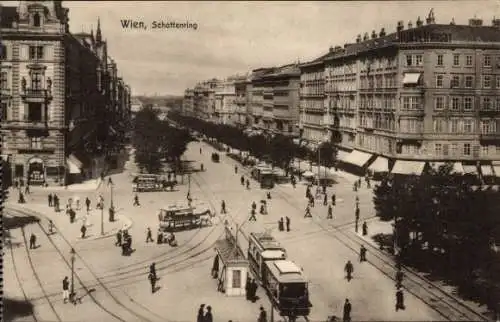 Ak Wien 1 Innere Stadt, Schottenring, Straßenbahnen