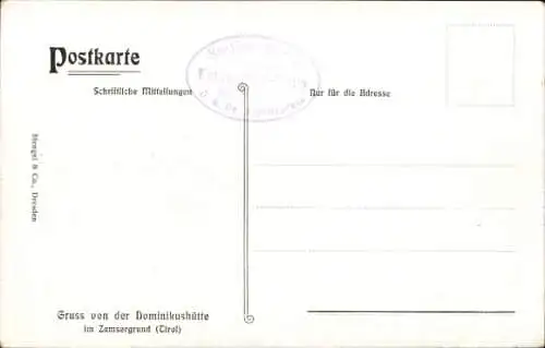 Ak Zamsergrund im Zillertal in Tirol, Dominikushütte