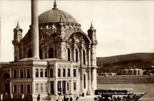 Ak Konstantinopel Istanbul Türkei, Sultans-Moschee, Bosporus, historisches Gebäude, schwarz-we...