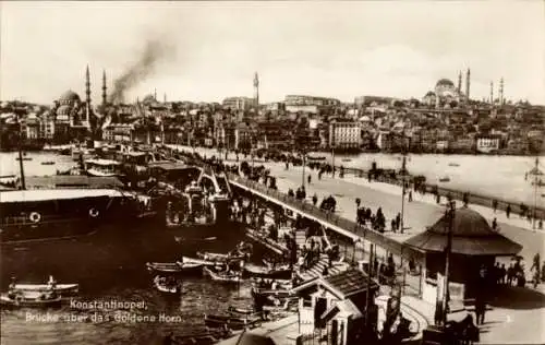 Ak Konstantinopel Istanbul Türkei, Brücke über das Goldene Horn