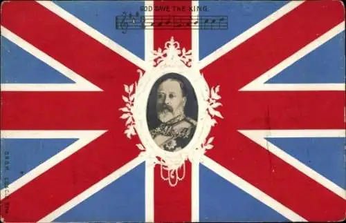 Präge Lied Ak God save the King, König Eduard VII.