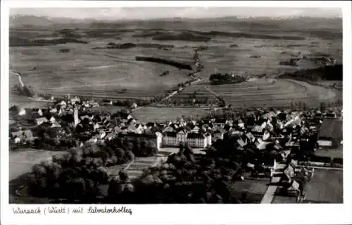Ak Bad Wurzach in Oberschwaben, Fliegeraufnahme, Salvatorkolleg