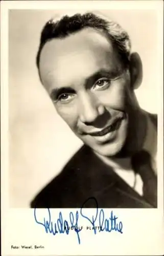 Ak Schauspieler Rudolf Platte, Portrait, Autogramm