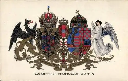 Wappen Ak Das mittlere gemeinsame Wappen, Österreich Ungarn