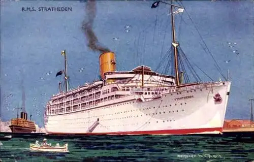 Künstler Ak Dampfer RMS Stratheden, Peninsular & Oriental Steam Navigation