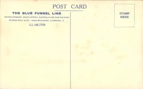 Ak Dampfer S.S. Hector, Blue Funnel Line