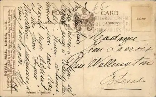 Ak Dampfer RMSP Almanzora, Royal Mail Lines