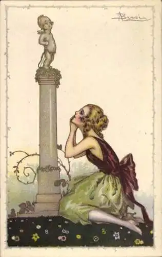 Künstler Ak Busi, Adolfo, junge Frau bittet Amor, 535 - 1