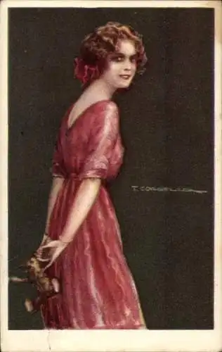Künstler Ak Corbella, T., Frauenportrait, Teddybär, 357 - 2