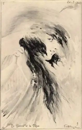 Künstler Ak Die Frau und die Welle, Portrait