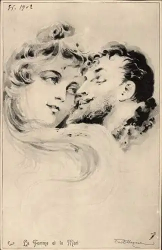 Künstler Ak Die Frau und der Ehemann, Portrait