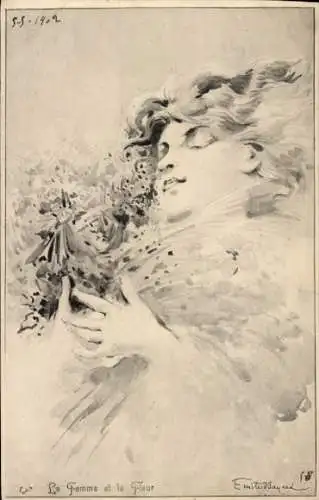 Künstler Ak Die Frau mit Blumen, Portrait