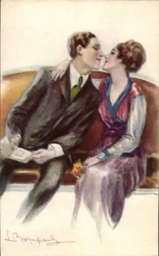 Künstler Ak Bompard, Sergio, sich küssendes Liebespaar
