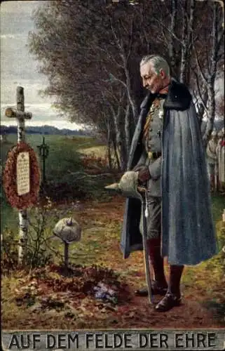 Künstler Ak Ich habe es nicht gewollt, Kaiser Wilhelm II. am Soldatengrab, I WK