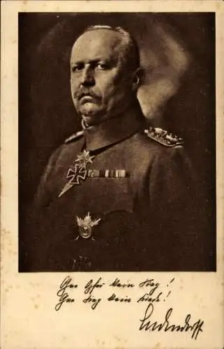 Ak General Erich Friedrich Wilhelm Ludendorff, Ohne Opfer kein Sieg, Ludendorff Spende, Orden