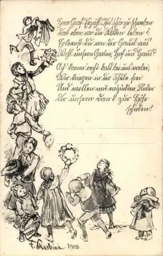 Künstler Ak Skarbina, Franz, Ferdinand Graf von Zeppelin, Kinder, Herr Graf, Erzähl